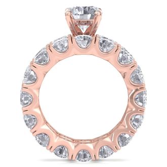 14 Karat Rose Gold 8 1/2 Carat Diamond Eternity Engagement Ring With Matching Band, Ring Size 4
