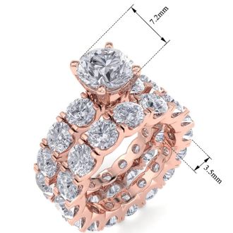 14 Karat Rose Gold 10 Carat Diamond Eternity Engagement Ring With Matching Band, Ring Size 9.5