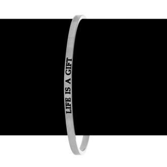 Silver "LIFE IS A GIFT" Bangle