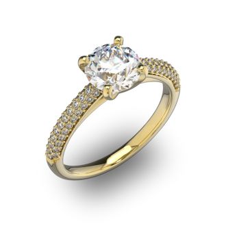 14 Karat Yellow Gold 2 Carat Classic Round Diamond Engagement Ring
