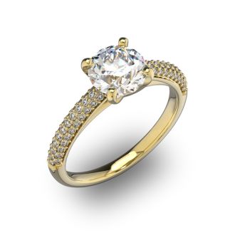 14 Karat Yellow Gold 2 Carat Classic Round Diamond Engagement Ring

