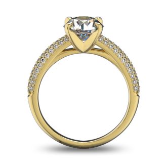 14 Karat Yellow Gold 2 Carat Classic Round Diamond Engagement Ring
