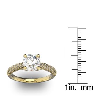 14 Karat Yellow Gold 2 Carat Classic Round Diamond Engagement Ring
