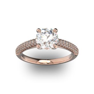 14 Karat Rose Gold 2 Carat Classic Round Diamond Engagement Ring
