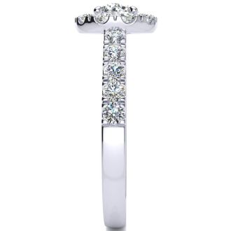 1 Carat Floating Halo Round Diamond Engagement Ring in 14 Karat White Gold 