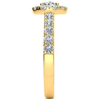 14 Karat Yellow Gold 1 Carat Classic Round Halo Diamond Engagement Ring