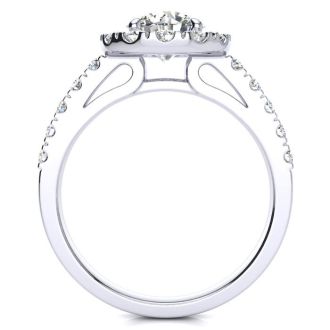 14 Karat White Gold 1 1/2 Carat Classic Round Halo Diamond Engagement Ring