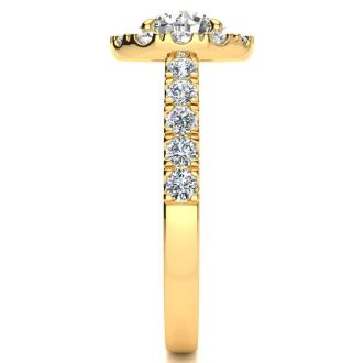 14 Karat Yellow Gold 1 1/2 Carat Classic Round Halo Diamond Engagement Ring