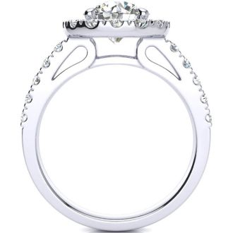 14 Karat White Gold 2 1/4 Carat Classic Round Halo Diamond Engagement Ring