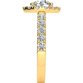 14 Karat Yellow Gold 2 1/4 Carat Classic Round Halo Diamond Engagement Ring