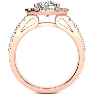 14 Karat Rose Gold 2 1/4 Carat Classic Round Halo Diamond Engagement Ring