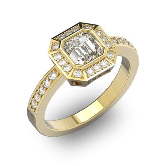 14 Karat Yellow Gold 1 1/3 Carat Asscher Cut Halo Diamond Engagement Ring.  Just like Pippa Middleton
