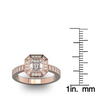 14 Karat Rose Gold 1 1/3 Carat Asscher Cut Halo Diamond Engagement Ring.  Just like Pippa Middleton
