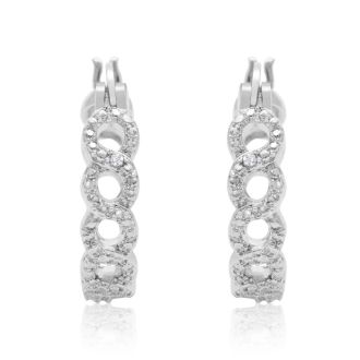 Infinity Diamond Hoop Earrings, Platinum Overlay, 3/4 Inch. Beautiful Hoop Earring Style!
