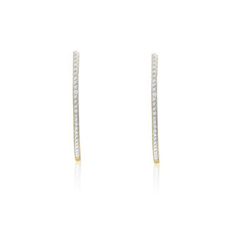 Delicate Diamond Swirl Hoop Earrings, Gold Overlay, 1 Inch

