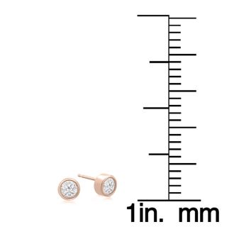 1/5 Carat Bezel Set Diamond Stud Earrings Crafted In 14 Karat Rose Gold
