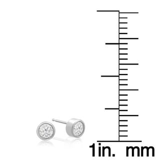1/3 Carat Bezel Set Diamond Stud Earrings Crafted In 14 Karat White Gold