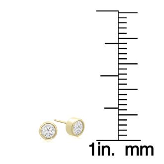 1/3 Carat Bezel Set Diamond Stud Earrings Crafted In 14 Karat Yellow Gold
