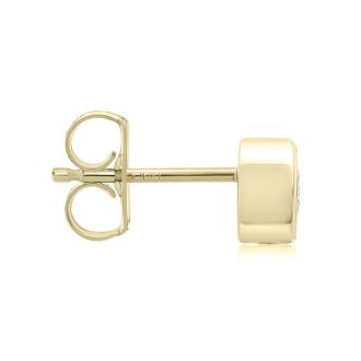 1/2 Carat Bezel Set Diamond Stud Earrings Crafted In 14 Karat Yellow Gold