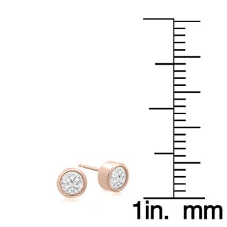1/2 Carat Bezel Set Diamond Stud Earrings Crafted In 14 Karat Rose Gold