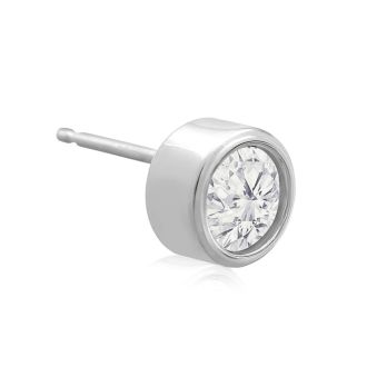 1 Carat Bezel Set Diamond Stud Earrings Crafted In 14 Karat White Gold
