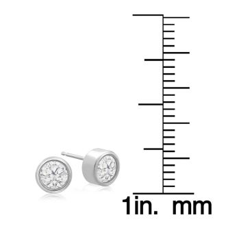 1 Carat Bezel Set Diamond Stud Earrings Crafted In 14 Karat White Gold
