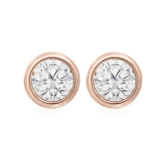 1 Carat Bezel Set Diamond Stud Earrings Crafted In 14 Karat Rose Gold