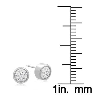 1 1/3 Carat Bezel Set Diamond Stud Earrings Crafted In 14 Karat White Gold
