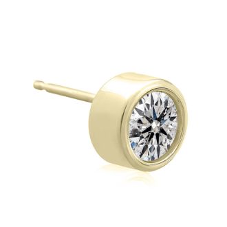 1 1/3 Carat Bezel Set Diamond Stud Earrings Crafted In 14 Karat Yellow Gold