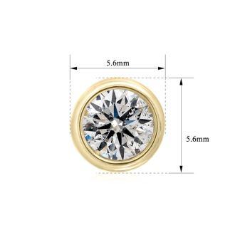 1 1/3 Carat Bezel Set Diamond Stud Earrings Crafted In 14 Karat Yellow Gold