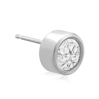1 1/2 Carat Bezel Set Diamond Stud Earrings Crafted In 14 Karat White Gold