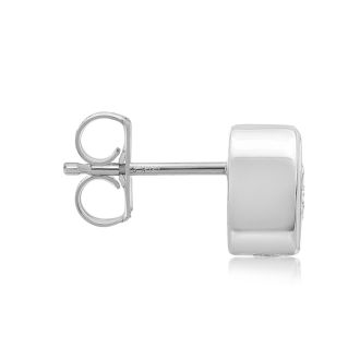 1 1/2 Carat Bezel Set Diamond Stud Earrings Crafted In 14 Karat White Gold