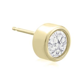 1 1/2 Carat Bezel Set Diamond Stud Earrings Crafted In 14 Karat Yellow Gold