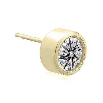 1 1/2 Carat Bezel Set Diamond Stud Earrings Crafted In 14 Karat Yellow Gold