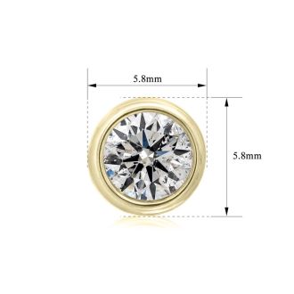 1 1/2 Carat Bezel Set Diamond Stud Earrings Crafted In 14 Karat Yellow Gold