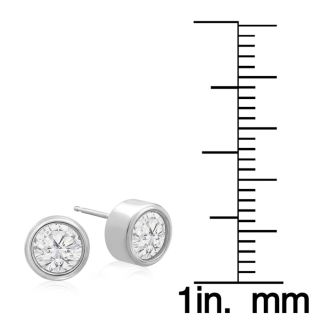 2 Carat Bezel Set Diamond Stud Earrings Crafted In 14 Karat White Gold