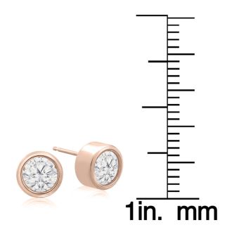 2 Carat Bezel Set Diamond Stud Earrings Crafted In 14 Karat Rose Gold