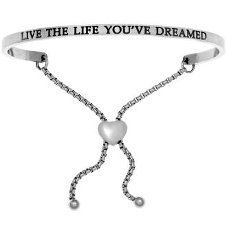 Silver "LIVE THE LIFE YOU’VE DREAMED" Adjustable Bracelet