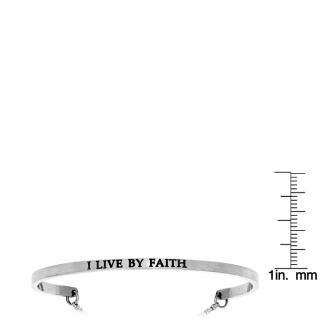 Silver "I LIVE BY FAITH" Adjustable Bracelet