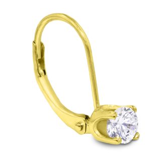 Diamond Drop Earrings: 1/2 Carat Diamond Drop Earrings in 14k Yellow Gold.  Very Popular, Shiny Natural Diamond Earrings