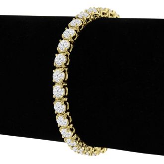 10 1/2 Carat Diamond Tennis Bracelet In 14 Karat Yellow Gold, 6 1/2 Inches