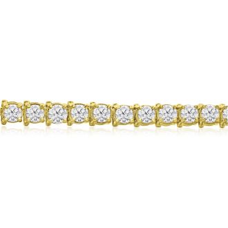 13 1/2 Carat Diamond Tennis Bracelet In 14 Karat Yellow Gold, 8 1/2 Inches