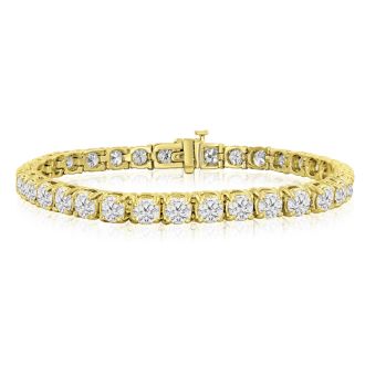 14 1/2 Carat Diamond Tennis Bracelet In 14 Karat Yellow Gold, 9 Inches