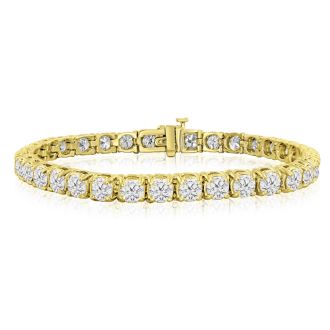 11 3/4 Carat Diamond Tennis Bracelet In 14 Karat Yellow Gold, 9 Inches
