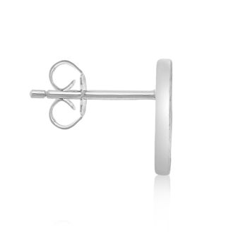 "F" Initial Diamond Stud Earrings In Sterling Silver
