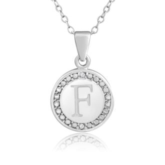 Letter F Diamond Initial Necklace In Sterling Silver, 18 Inches
