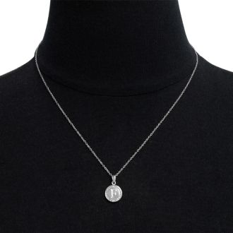 Letter F Diamond Initial Necklace In Sterling Silver, 18 Inches
