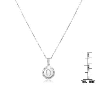 Letter O Diamond Initial Necklace In Sterling Silver, 18 Inches
