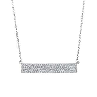 Sterling Silver Cubic Zirconia Statement Bar Necklace, 18 Inches