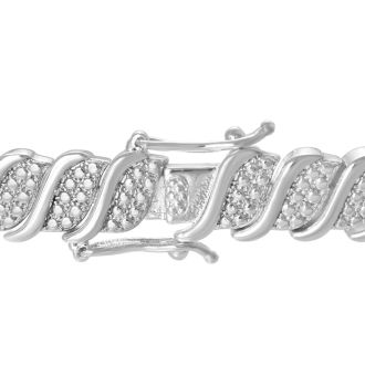 1/4 Carat Classic Natural Diamond Tennis Bracelet In Platinum Overlay.  Finally Back In Stock!